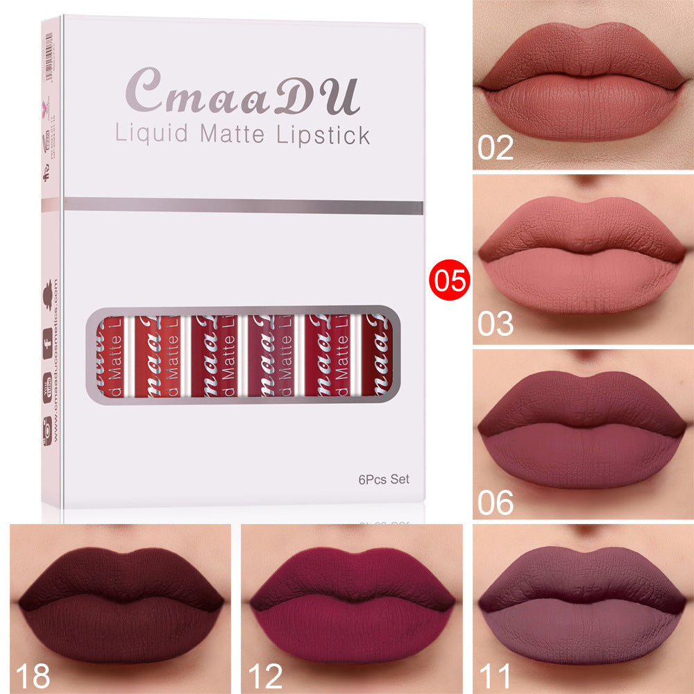 Set 6 Rossetti Liquidi Opachi – Waterproof, Lunga Durata, Non Appiccicosi