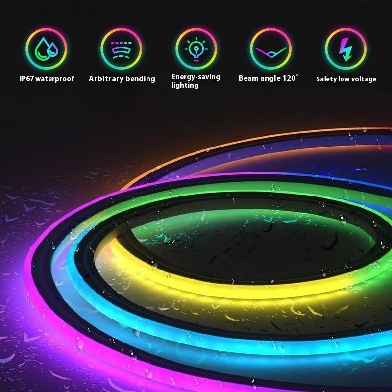 Striscia LED Neon RGB Magic Color Flessibile a Bassa Tensione – Luce Multicolore Dinamica per Interni ed Esterni