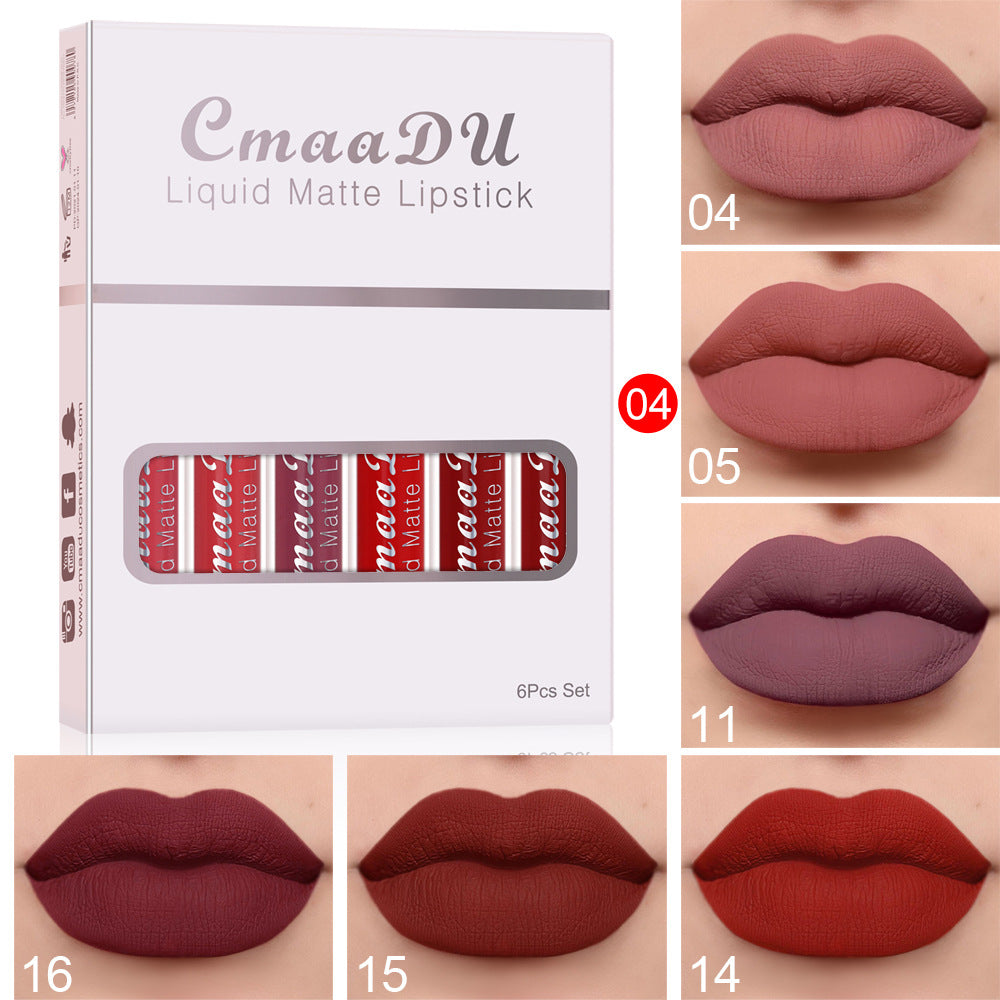 Set 6 Rossetti Liquidi Opachi – Waterproof, Lunga Durata, Non Appiccicosi