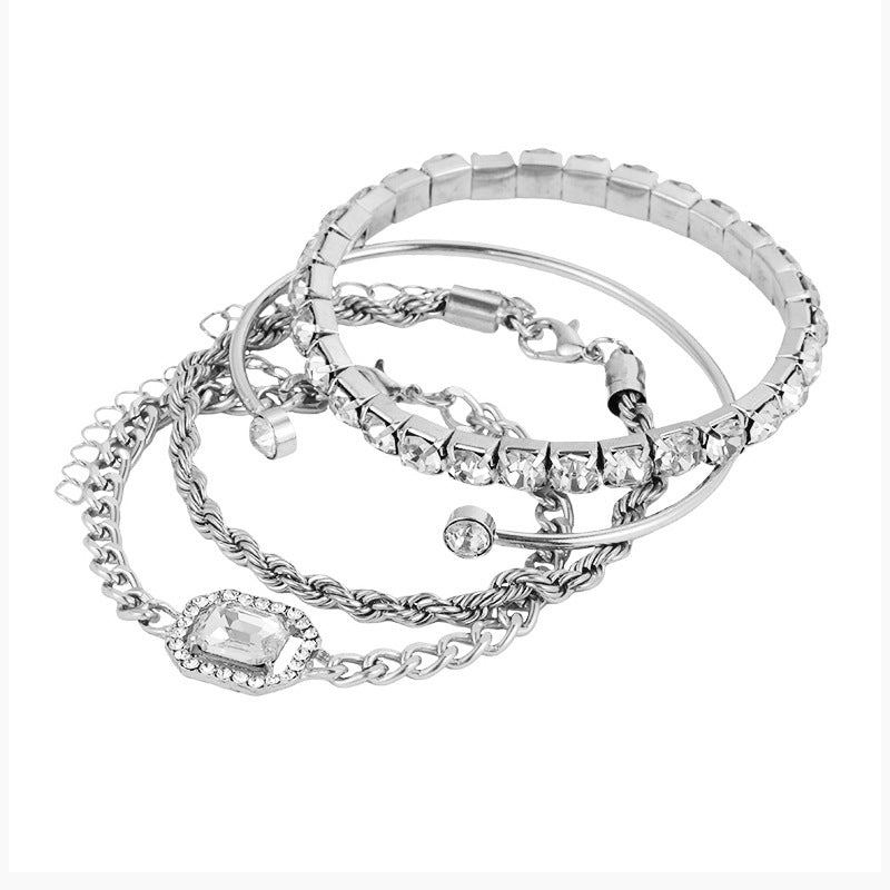 Set 4 Braccialetti da Donna – Design Bohemien con Cristalli, Vintage e Lussuoso