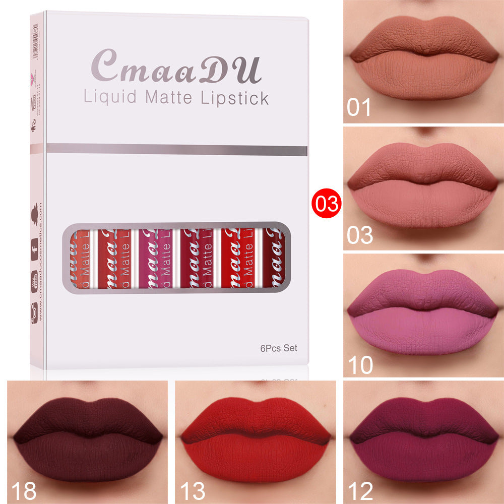 Set 6 Rossetti Liquidi Opachi – Waterproof, Lunga Durata, Non Appiccicosi
