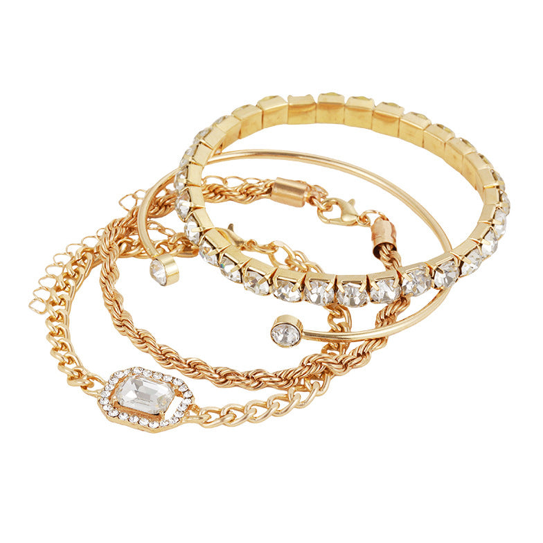 Set 4 Braccialetti da Donna – Design Bohemien con Cristalli, Vintage e Lussuoso