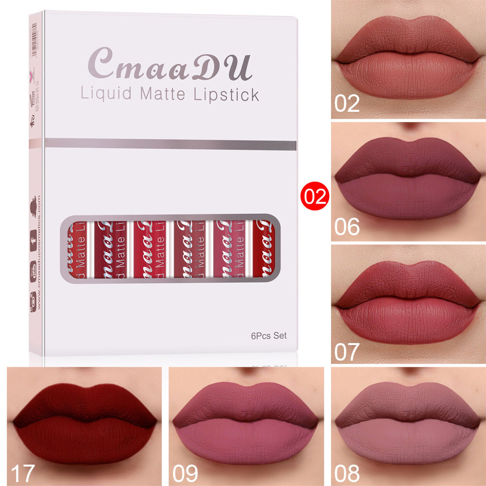 Set 6 Rossetti Liquidi Opachi – Waterproof, Lunga Durata, Non Appiccicosi