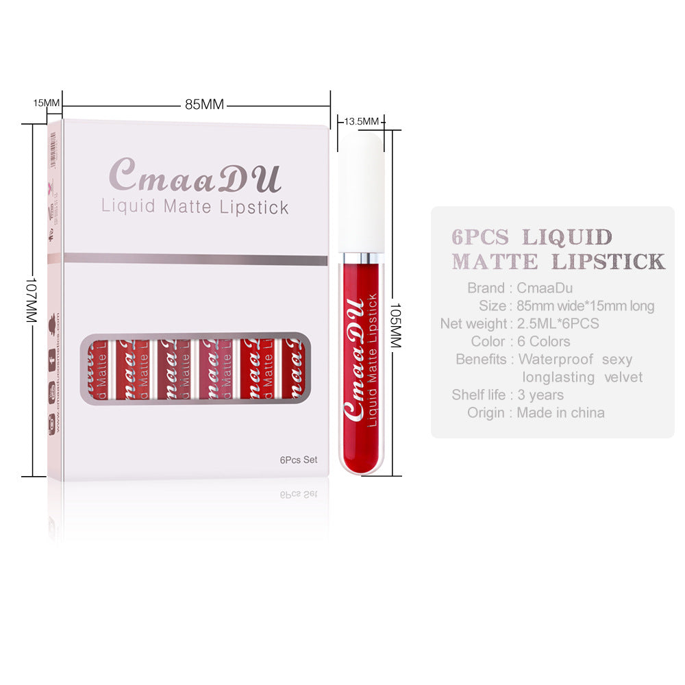Set 6 Rossetti Liquidi Opachi – Waterproof, Lunga Durata, Non Appiccicosi