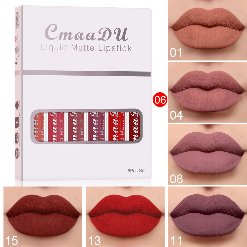 Set 6 Rossetti Liquidi Opachi – Waterproof, Lunga Durata, Non Appiccicosi