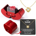 Collana con Rosa Eterna in Scatola a Forma di Mela Rossa